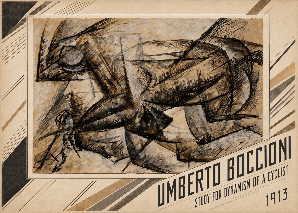 Umberto Boccioni Study for Dynamism of a Cyclist No1 - Plakat