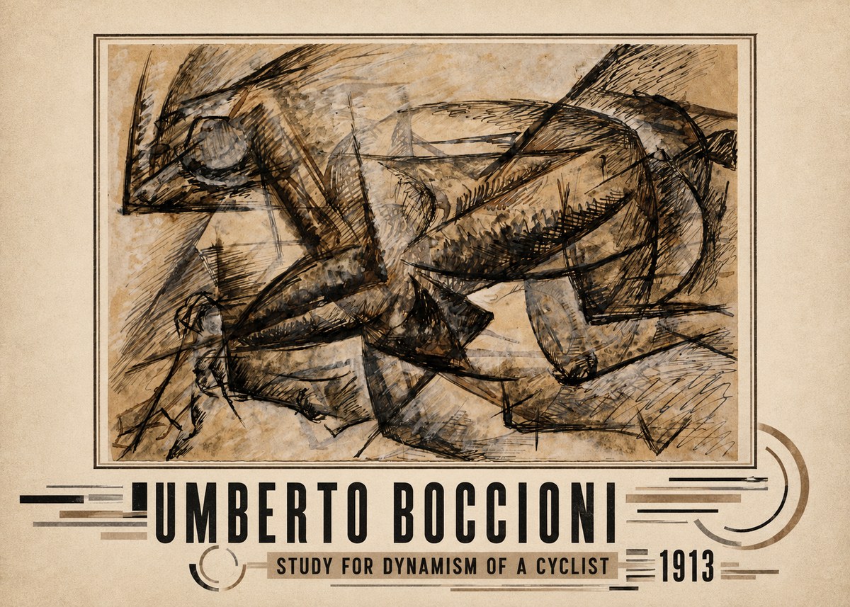 Umberto Boccioni Study for Dynamism of a Cyclist No3 - Plakat