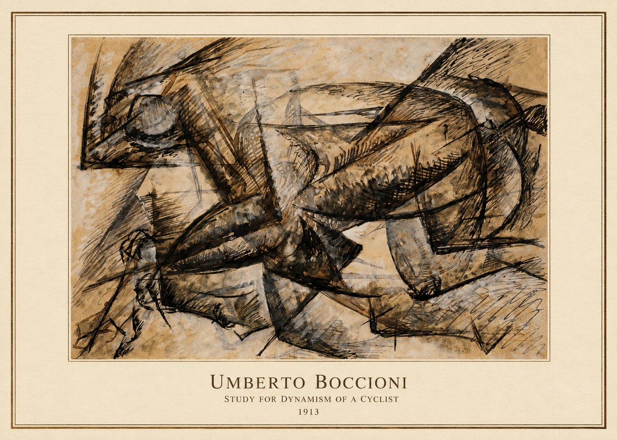 Umberto Boccioni Study for Dynamism of a Cyclist No4 - Plakat