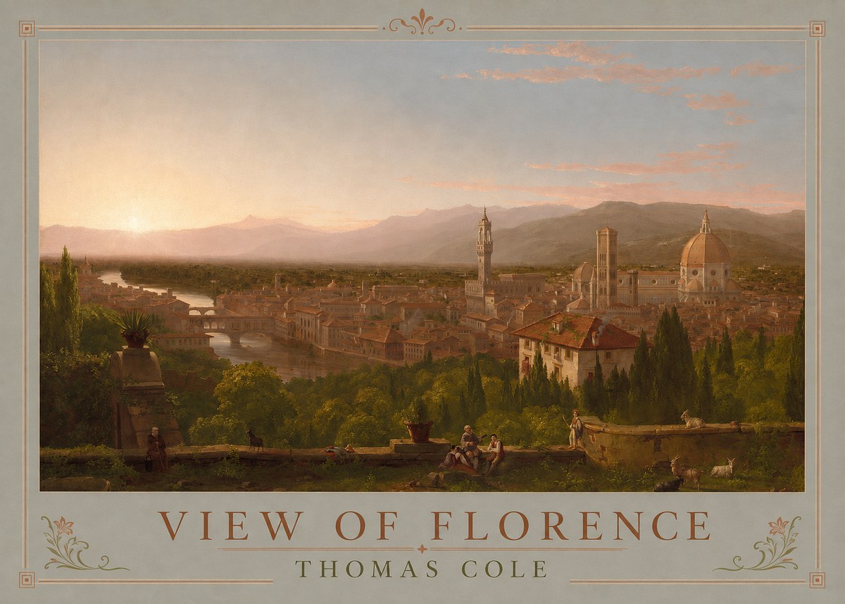 Thomas Cole View of Florence No1 - Plakat