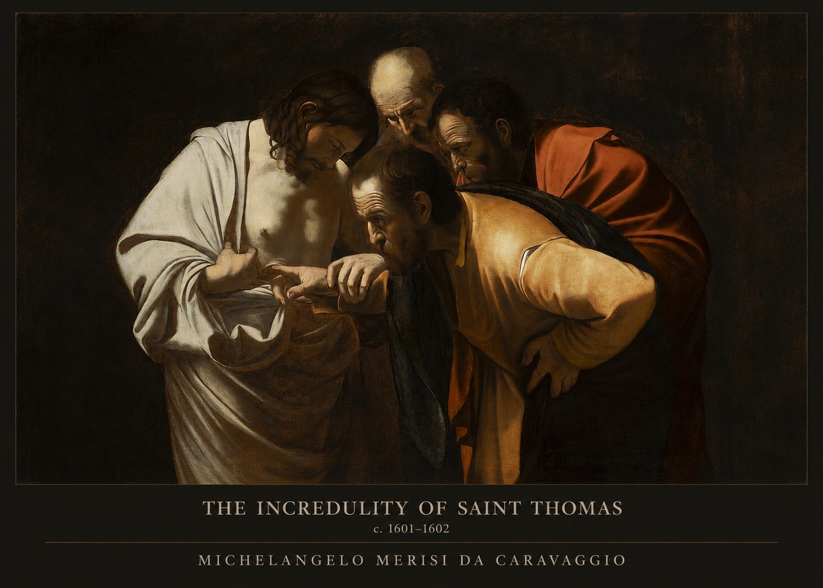 Michelangelo Merisi da Caravaggio The Incredulity of Saint Thomas III No5 - Plakat