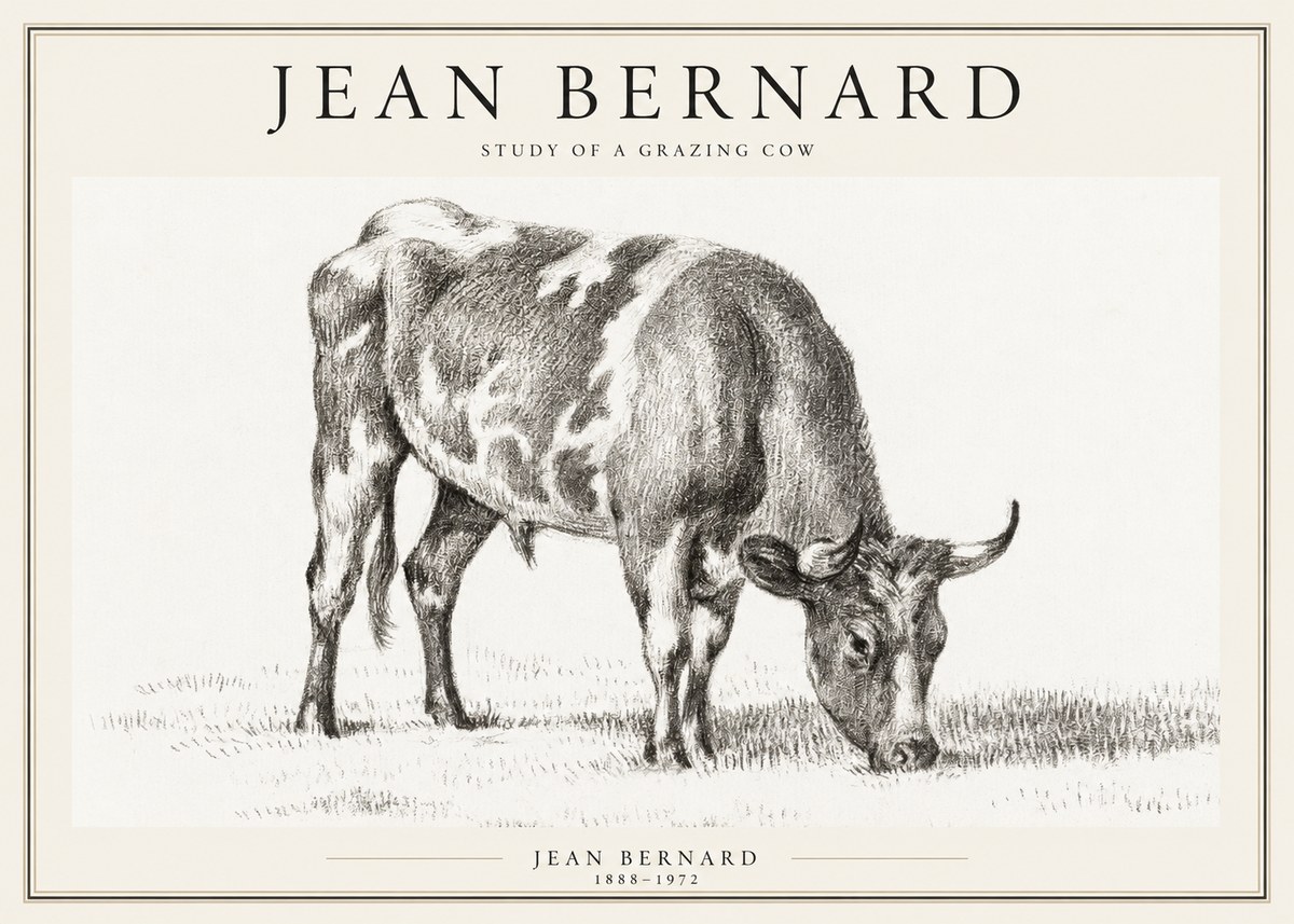 Jean Bernard Grazing Cow I No2 - Plakat