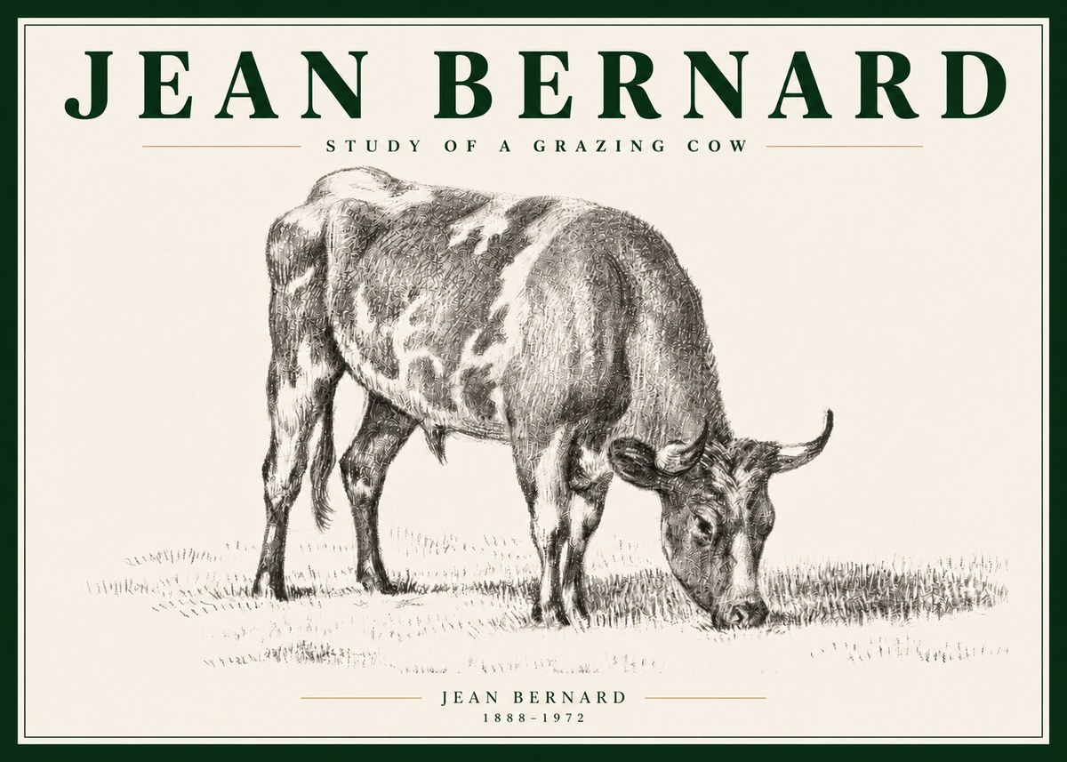 Jean Bernard Grazing Cow I No5 - Plakat