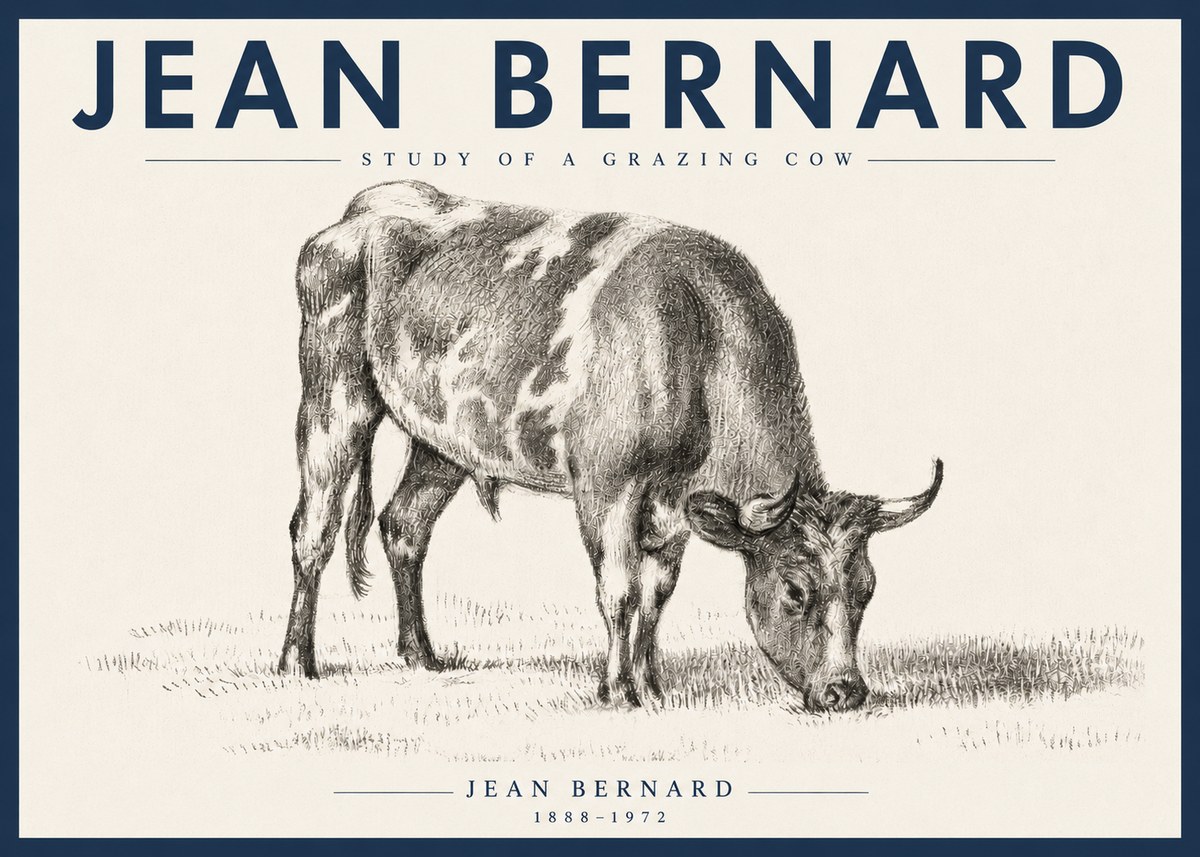 Jean Bernard Grazing Cow I No6 - Plakat