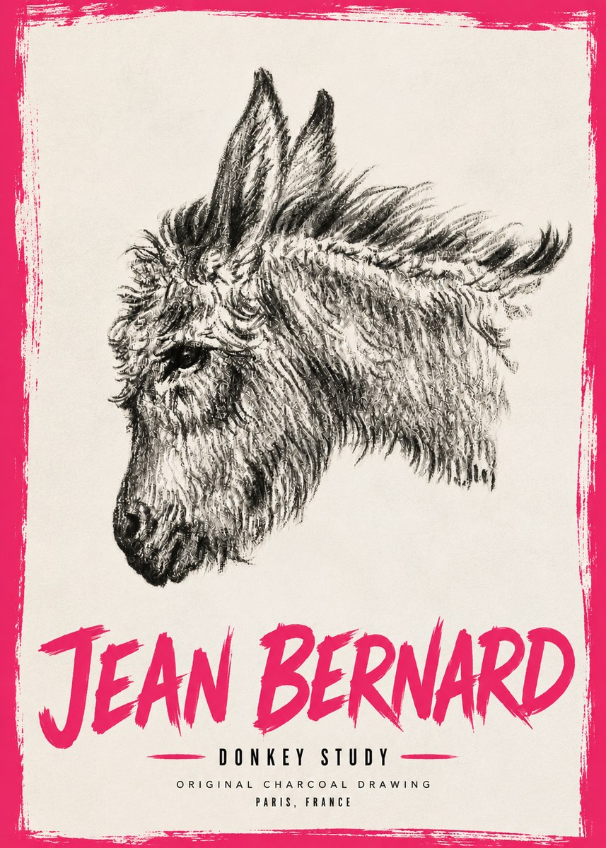 Jean Bernard Donkey Study I No6 - Plakat