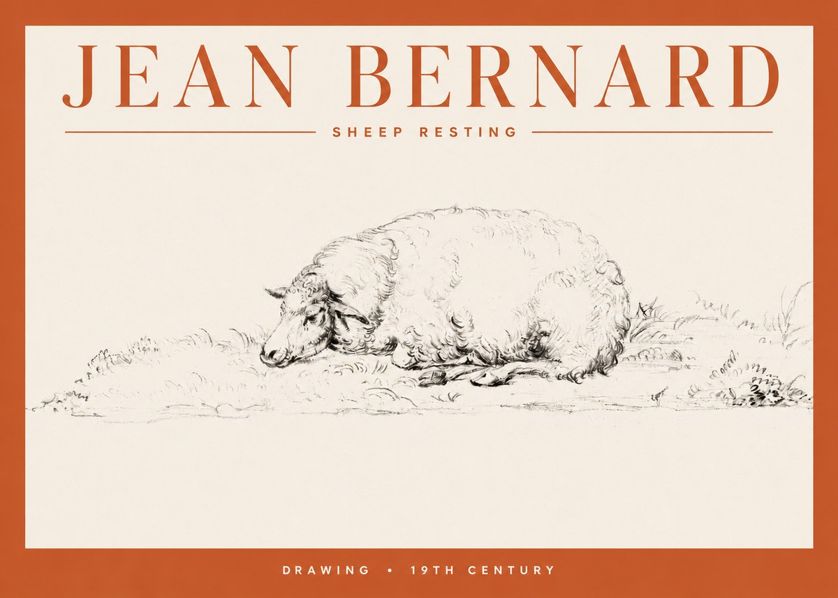 Jean Bernard Sheep Resting on the Ground No4 - Plakat