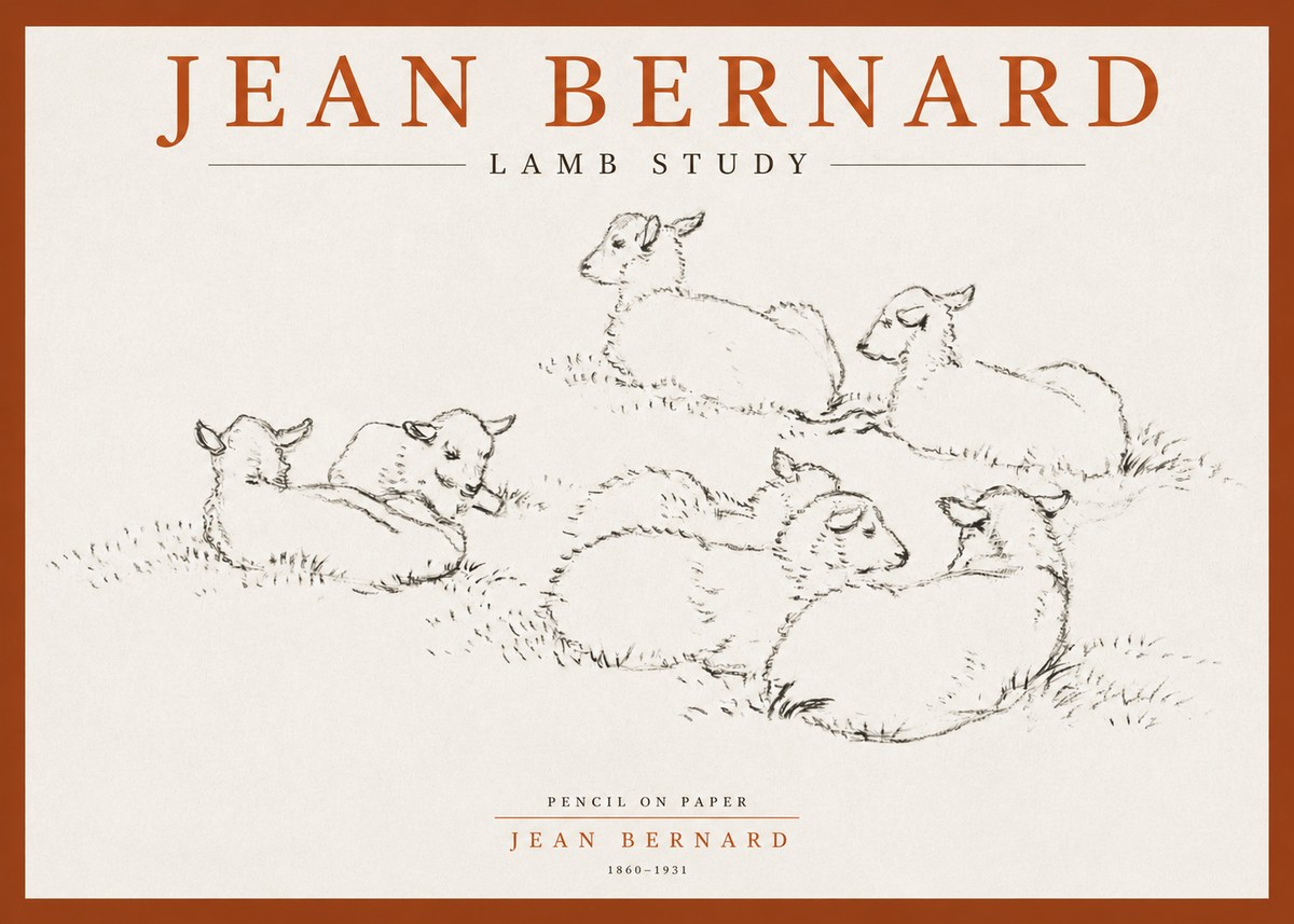 Jean Bernard Study of Lambs No4 - Plakat