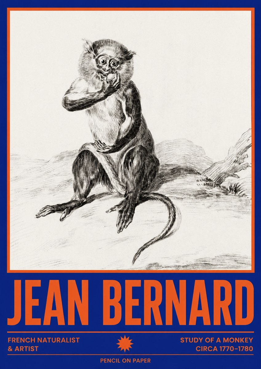 Jean Bernard Study of a Monkey No4 - Plakat