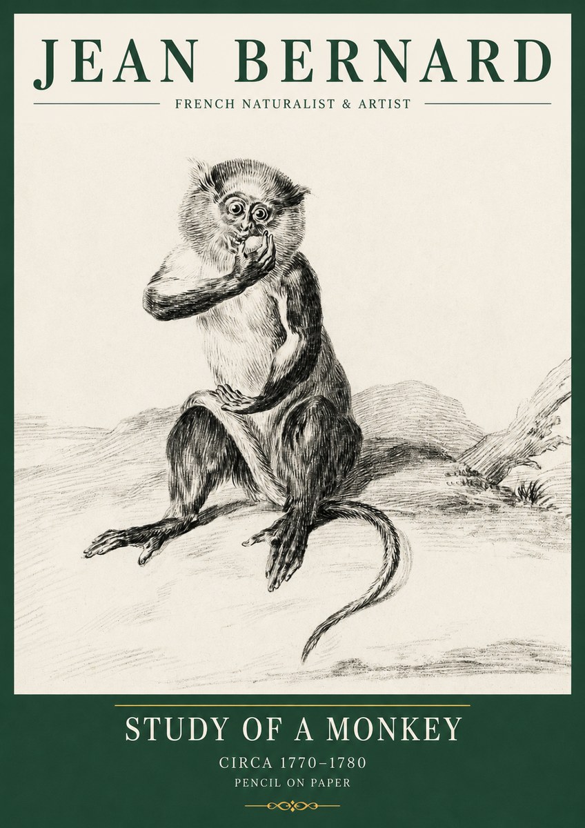 Jean Bernard Study of a Monkey No5 - Plakat