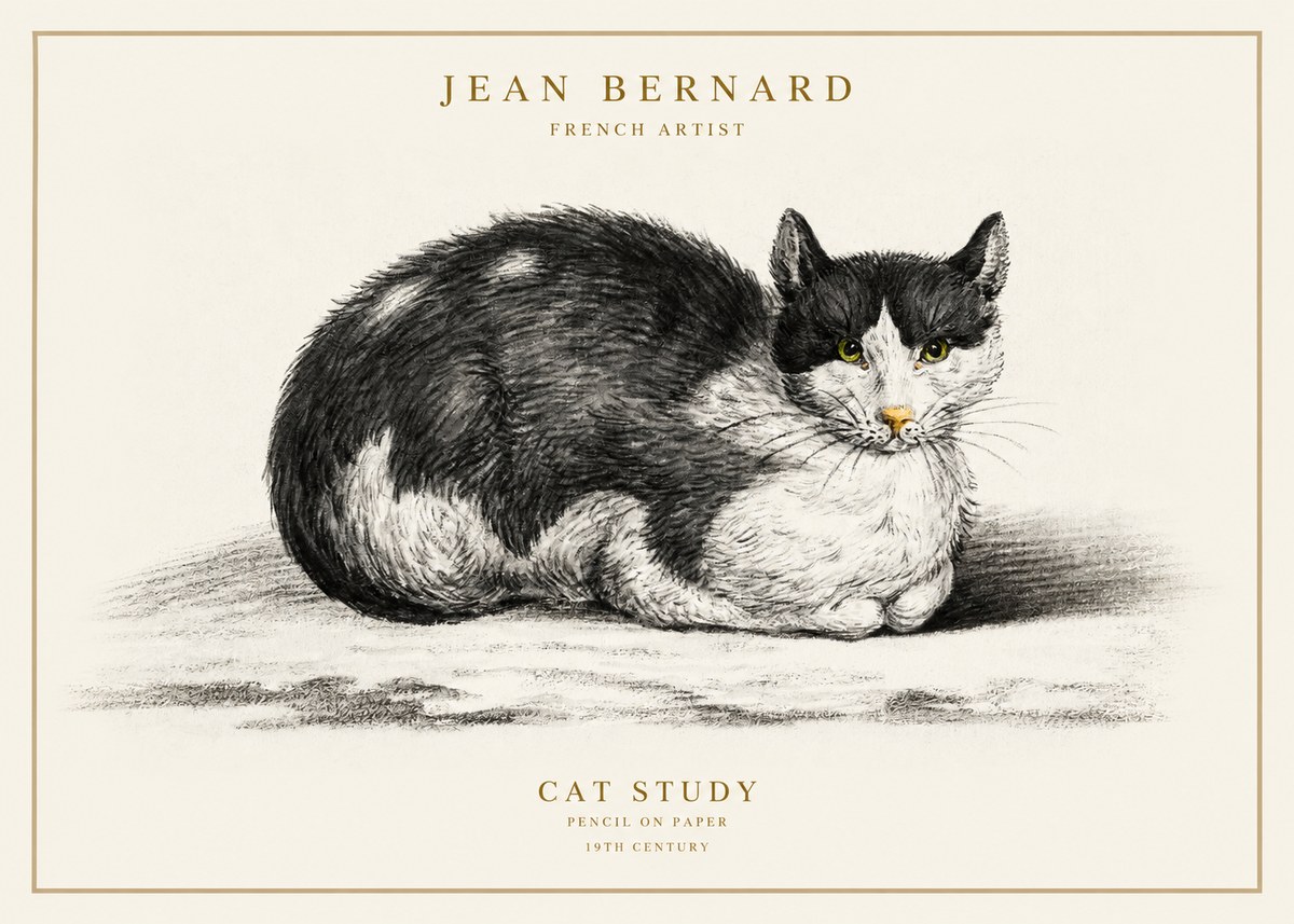 Jean Bernard Cat Study II No1 - Plakat