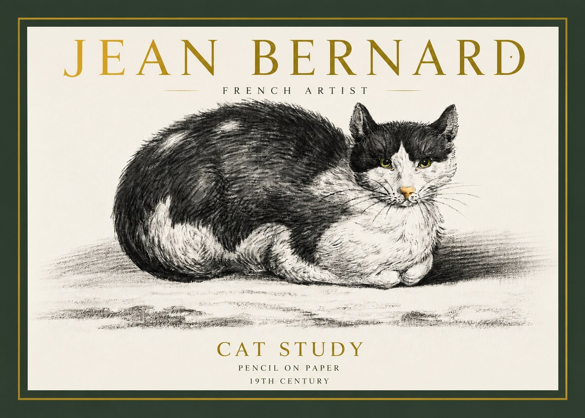 Jean Bernard Cat Study II No3 - Plakat