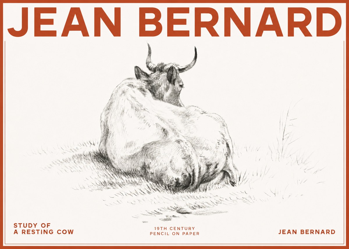 Jean Bernard Study of a Resting Cow I No2 - Plakat