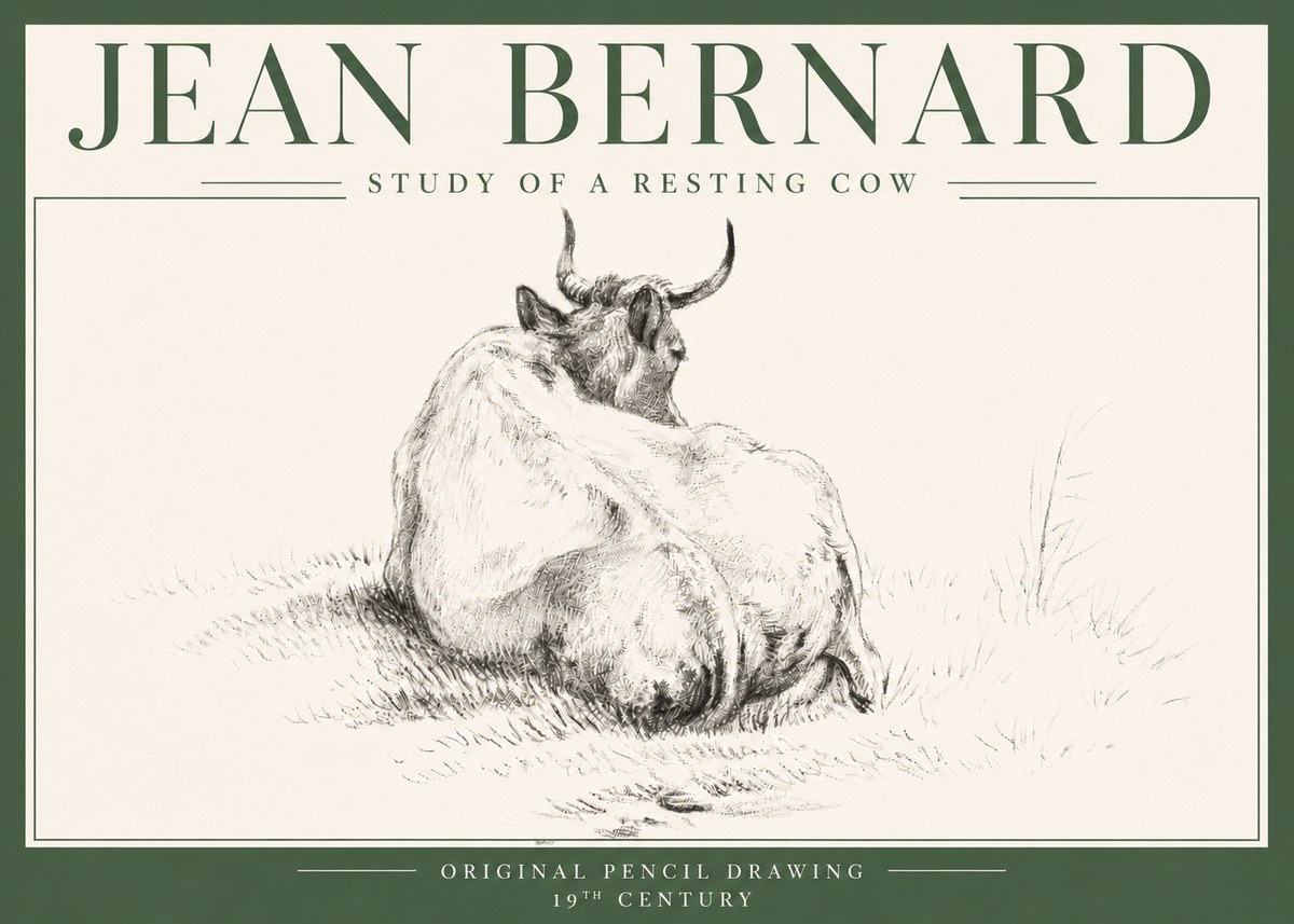 Jean Bernard Study of a Resting Cow I No4 - Plakat
