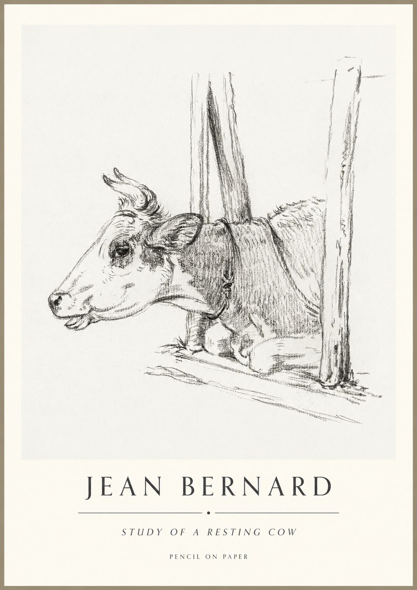 Jean Bernard Study of a Resting Cow II No1 - Plakat