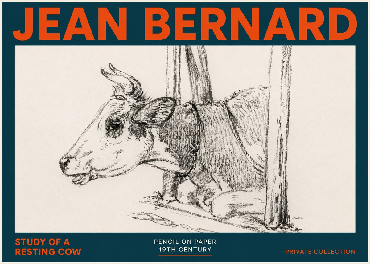 Jean Bernard Study of a Resting Cow II No5 - Plakat