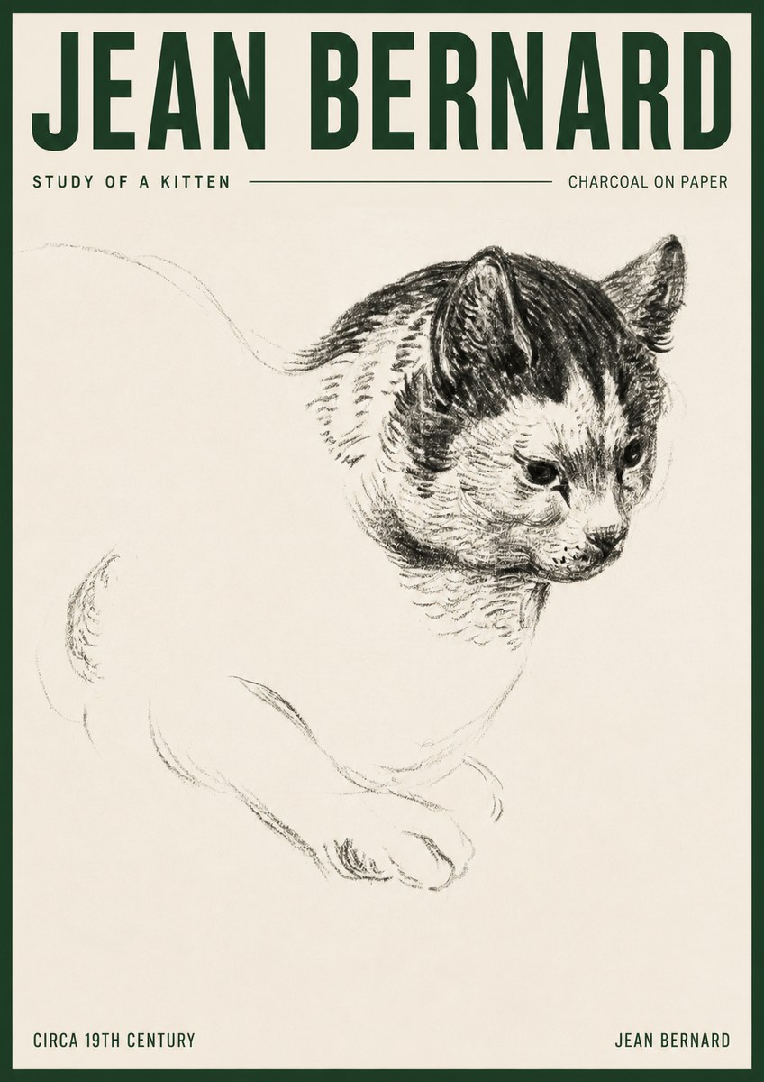 Jean Bernard Study of a Kitten I No3 - Plakat