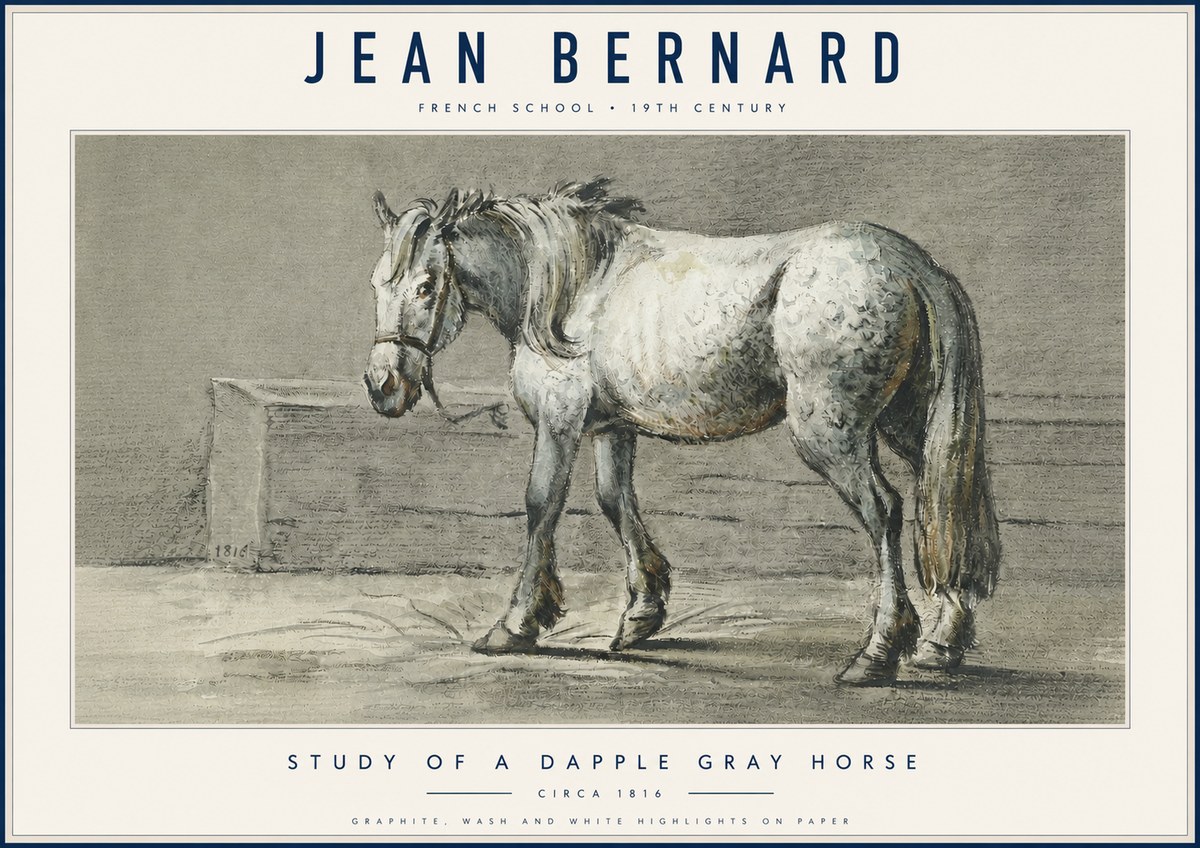 Jean Bernard Study of a Dapple Gray Horse No6 - Plakat