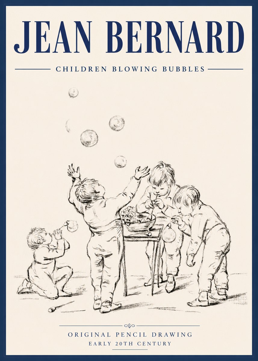 Jean Bernard Children Blowing Bubbles No6 - Plakat