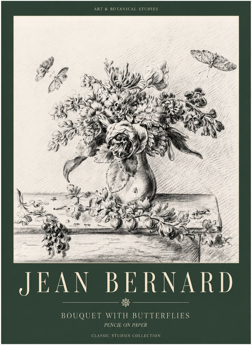 Jean Bernard Floral Still Life with Insects No3 - Plakat