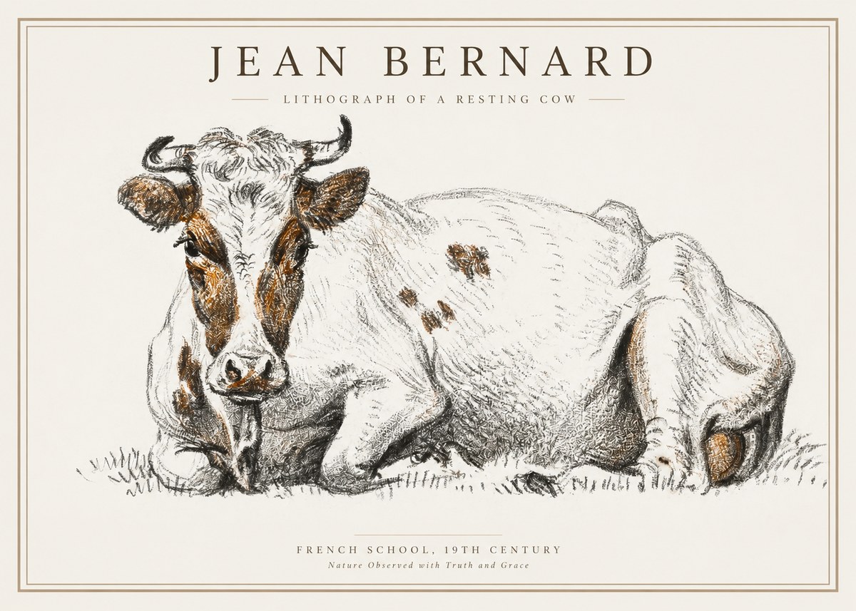 Jean Bernard Study of a Resting Cow III No2 - Plakat