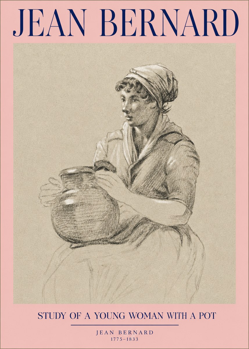 Jean Bernard Study of a Young Woman with a Pot No2 - Plakat