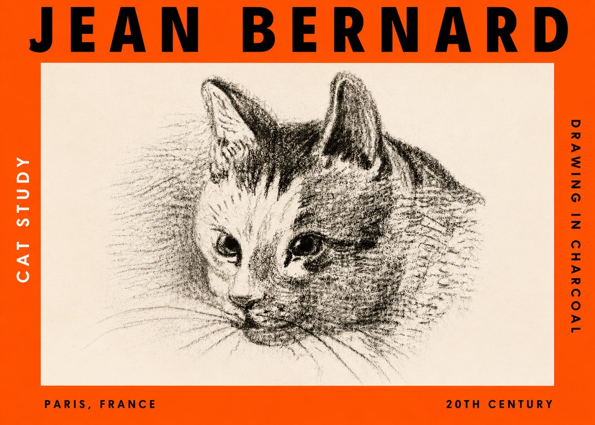 Jean Bernard Cat Study III No3 - Plakat