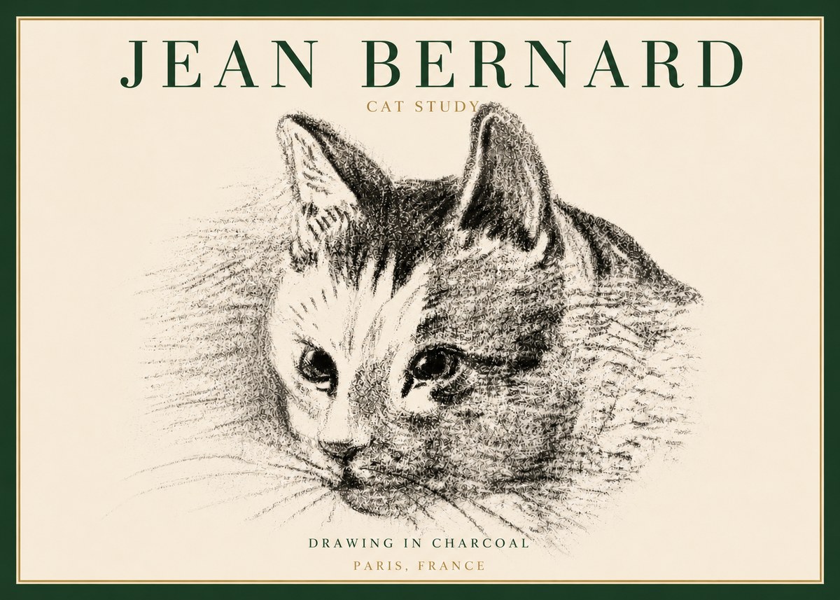 Jean Bernard Cat Study III No4 - Plakat