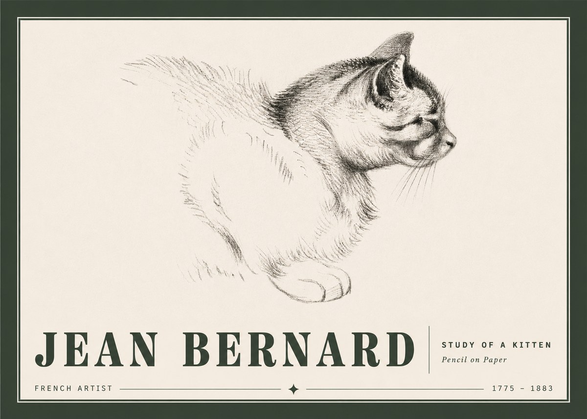 Jean Bernard Study of a Kitten II No5 - Plakat