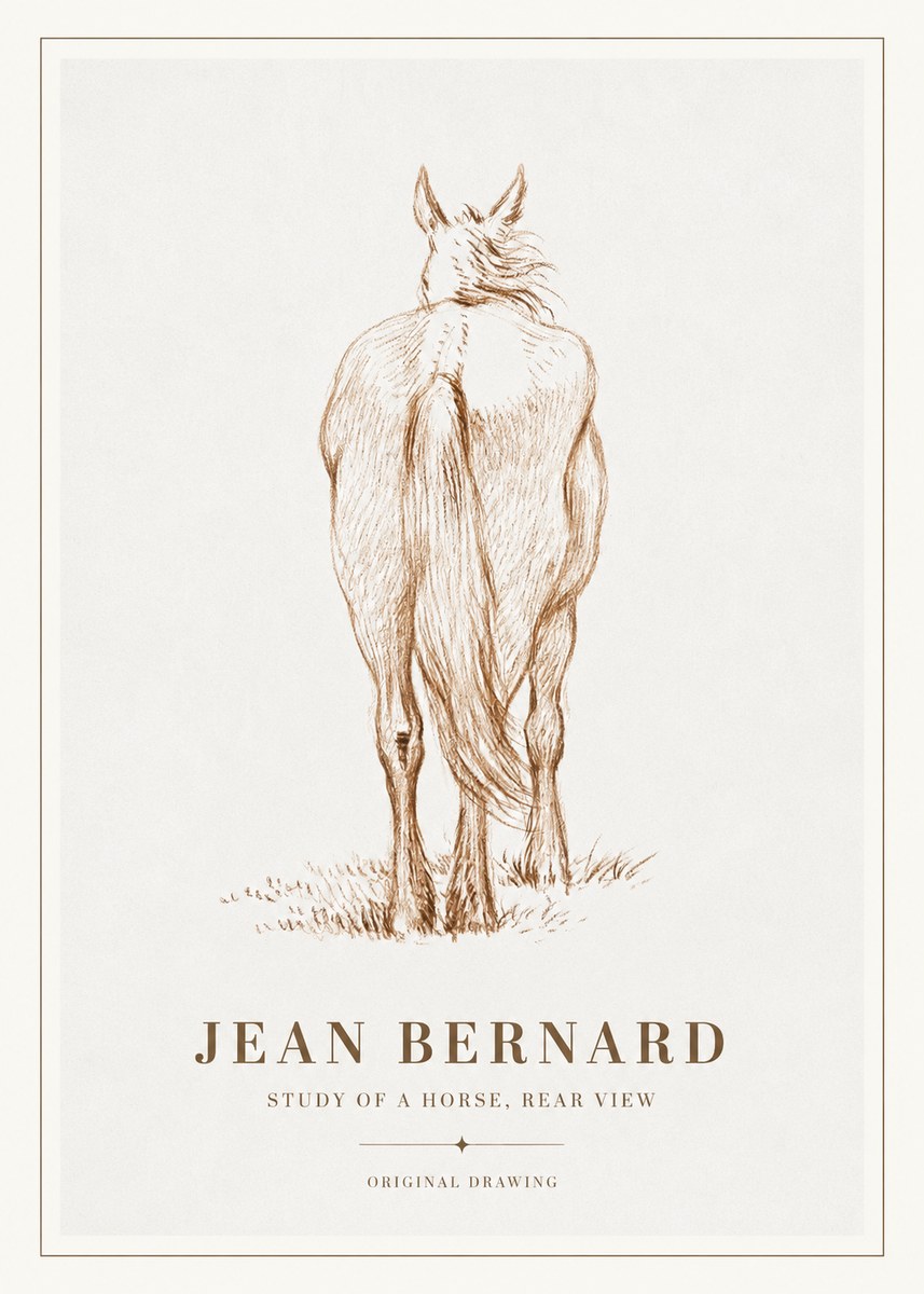 Jean Bernard Study of a Horse, Rear View No2 - Plakat