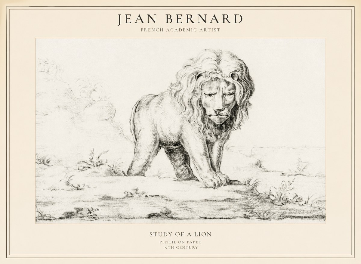 Jean Bernard Study of a Lion I No5 - Plakat