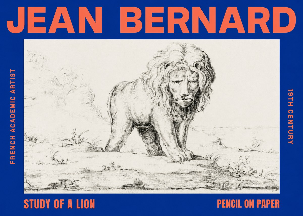 Jean Bernard Study of a Lion I No6 - Plakat