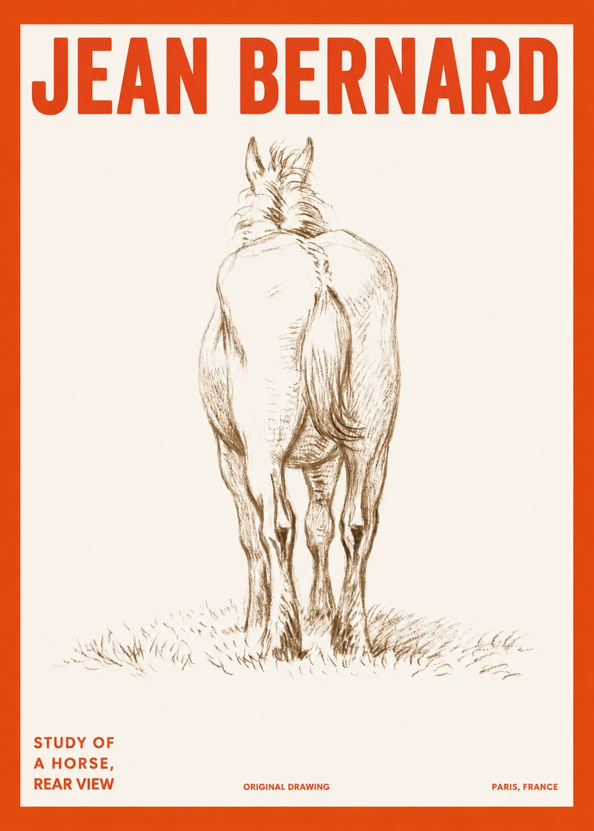 Jean Bernard Horse Study - from Behind No6 - Plakat