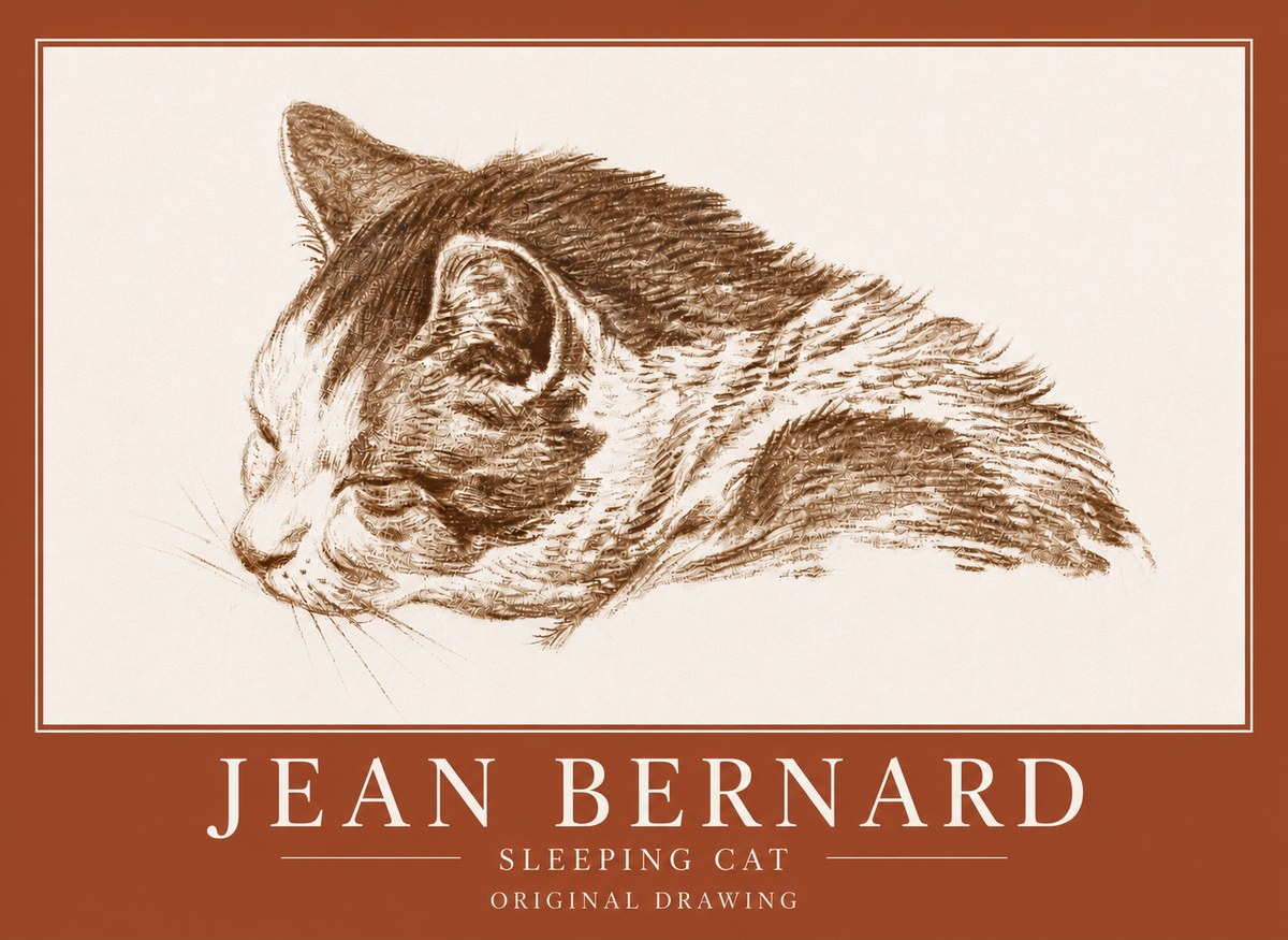 Jean Bernard Sleeping Cat II No4 - Plakat