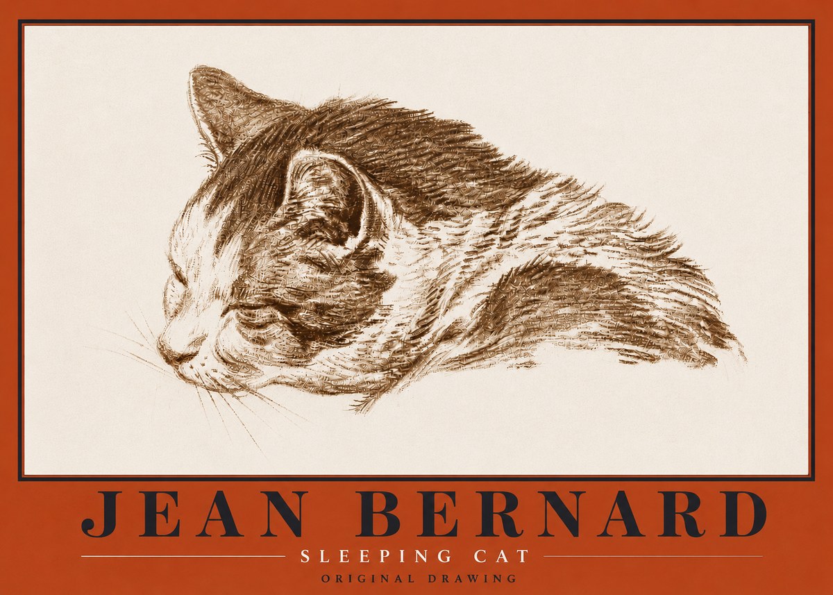Jean Bernard Sleeping Cat II No5 - Plakat
