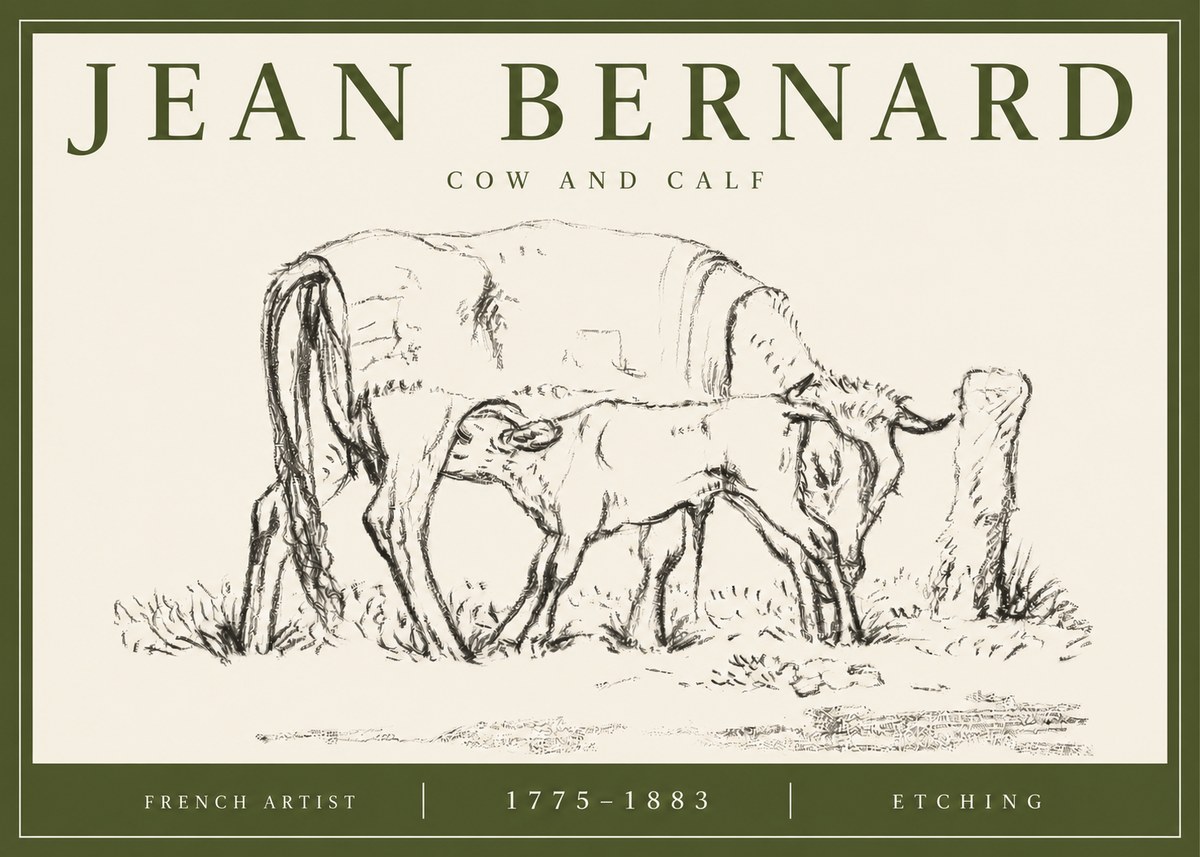 Jean Bernard Cow and Calf I No3 - Plakat