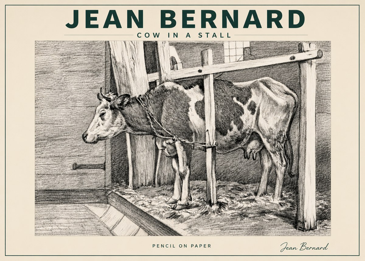 Jean Bernard Cow in a Stall No3 - Plakat