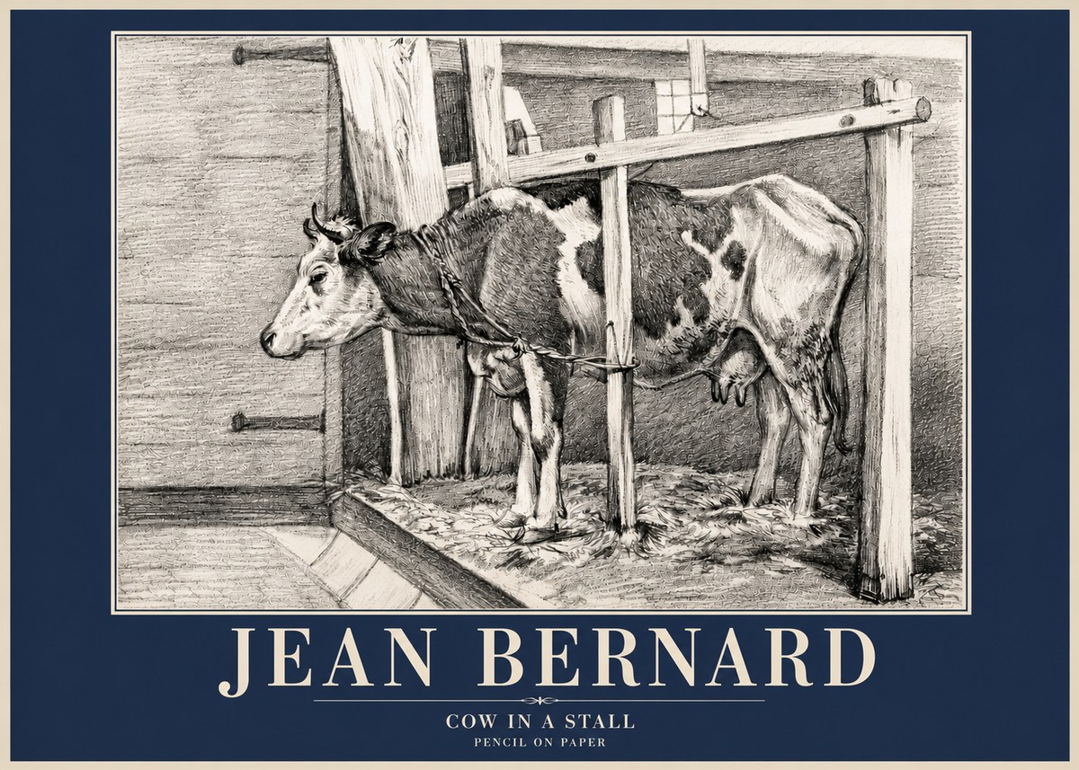 Jean Bernard Cow in a Stall No4 - Plakat