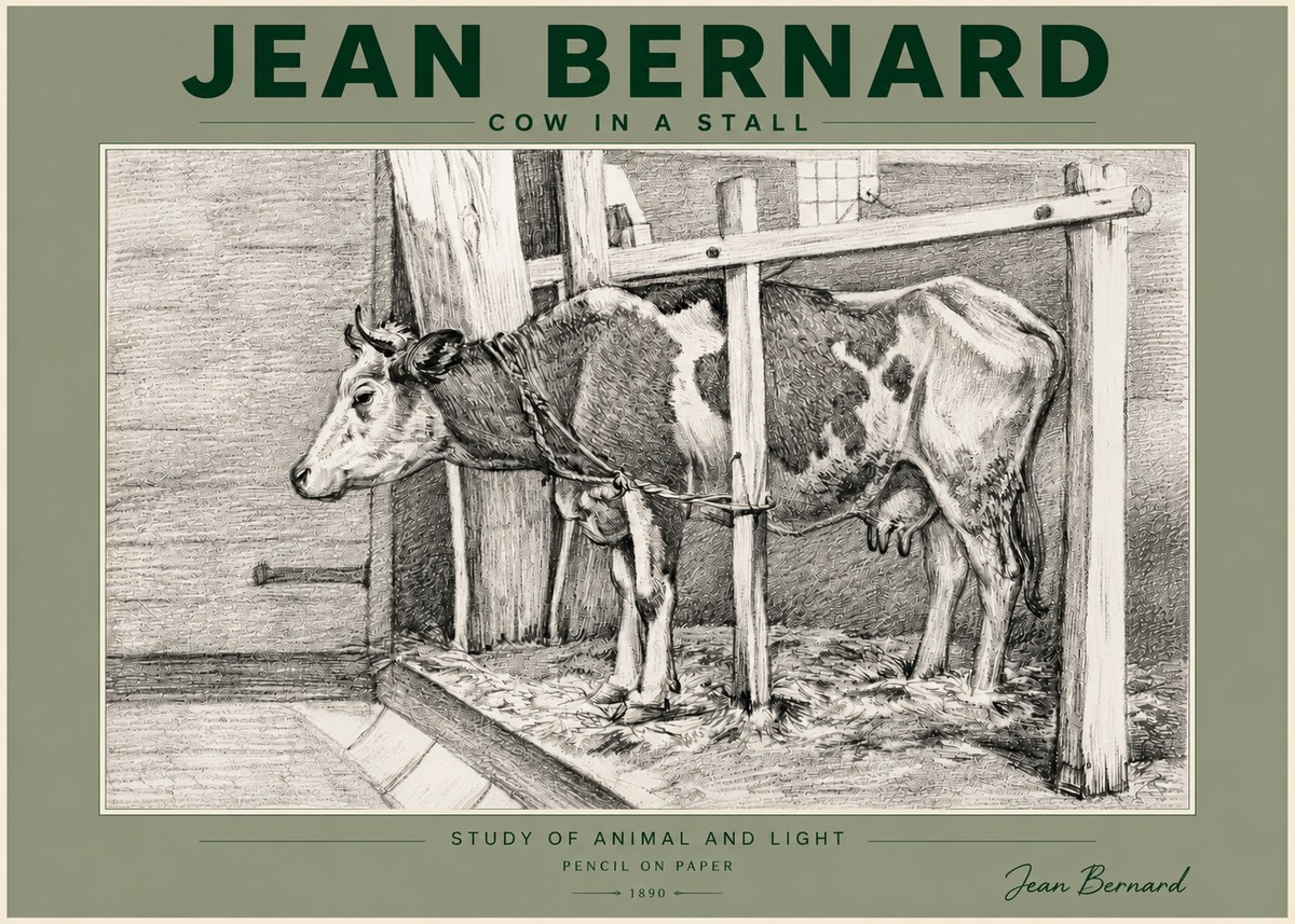 Jean Bernard Cow in a Stall No5 - Plakat