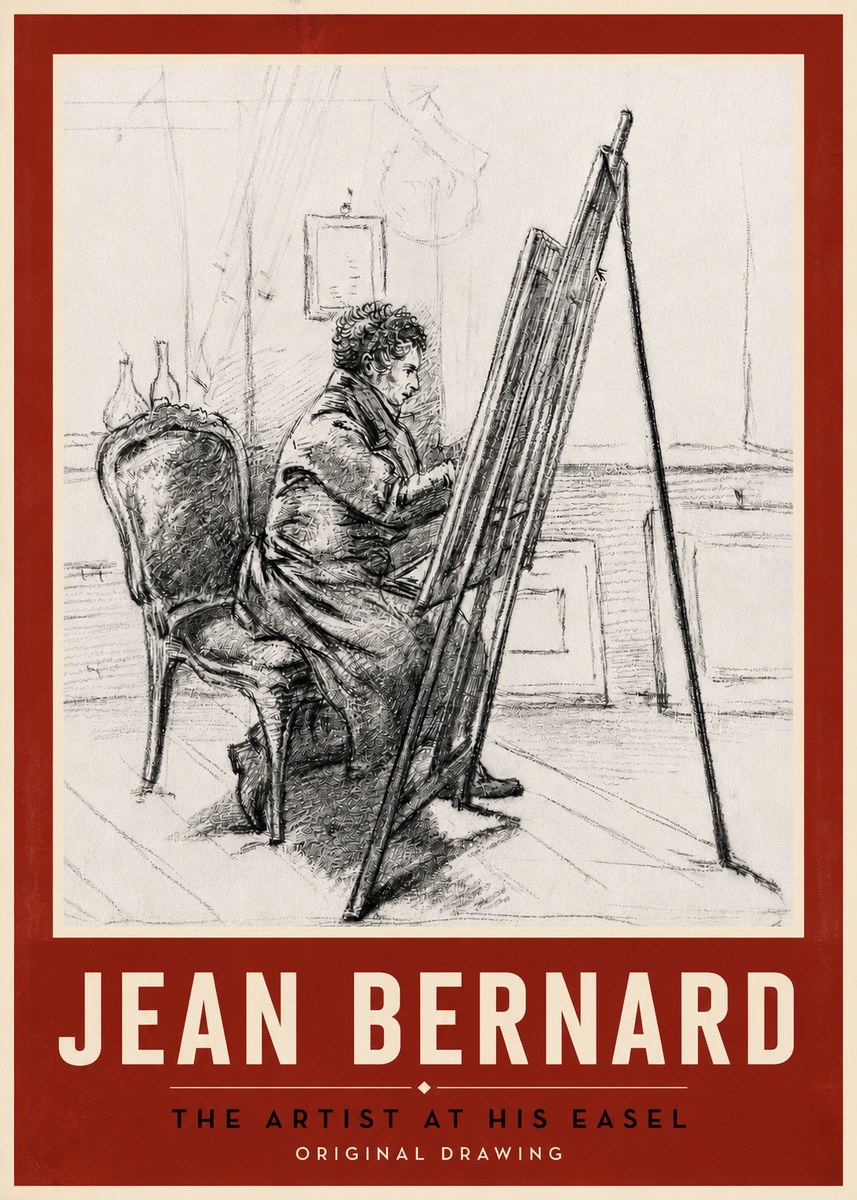 Jean Bernard The Artist at His Easel No5 - Plakat