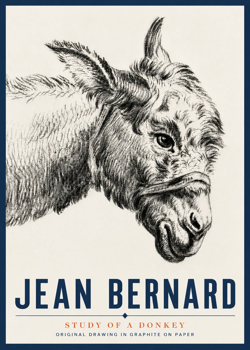 Jean Bernard Study of a Donkey I No5 - Plakat