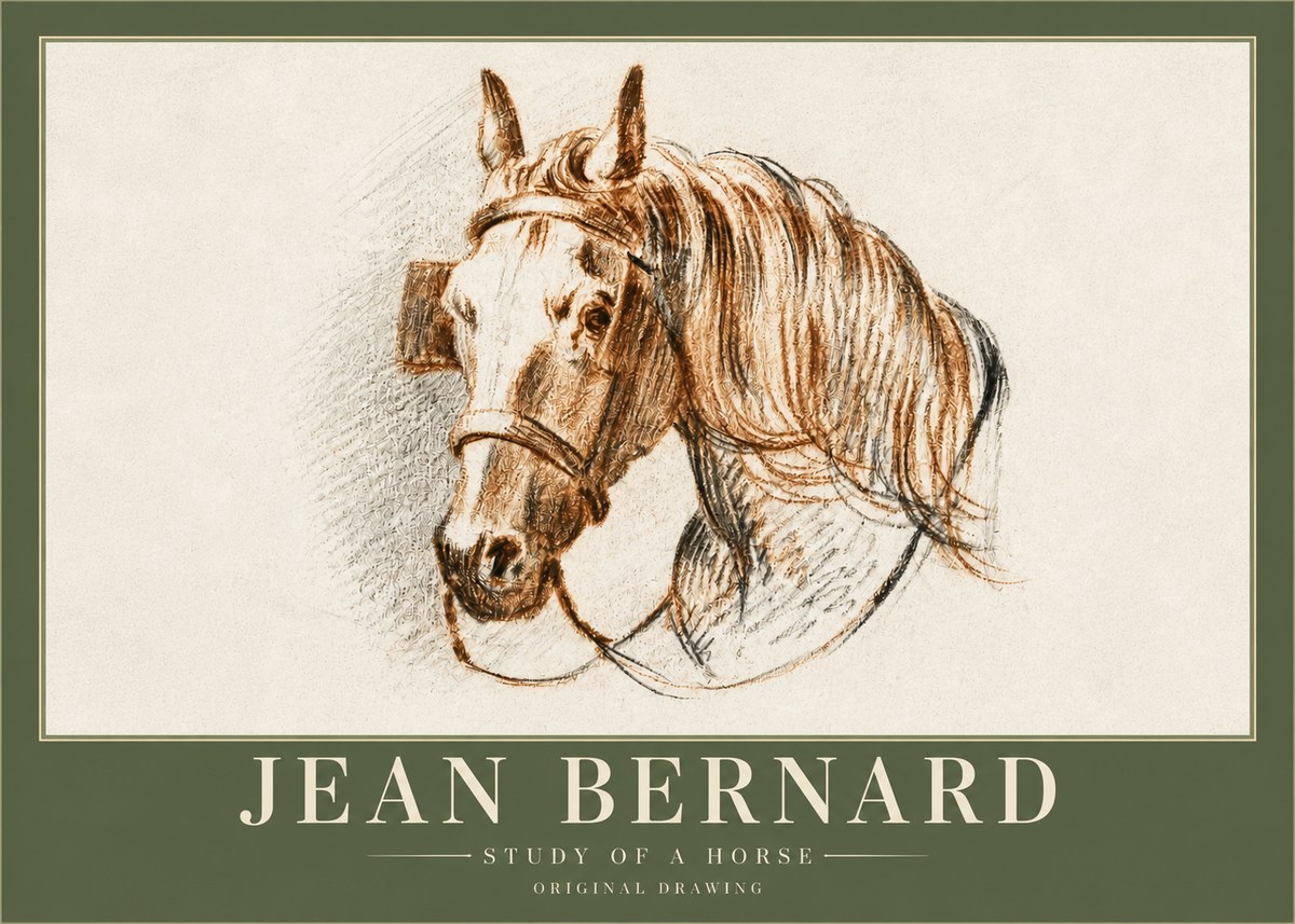 Jean Bernard Study of a Horse V No3 - Plakat
