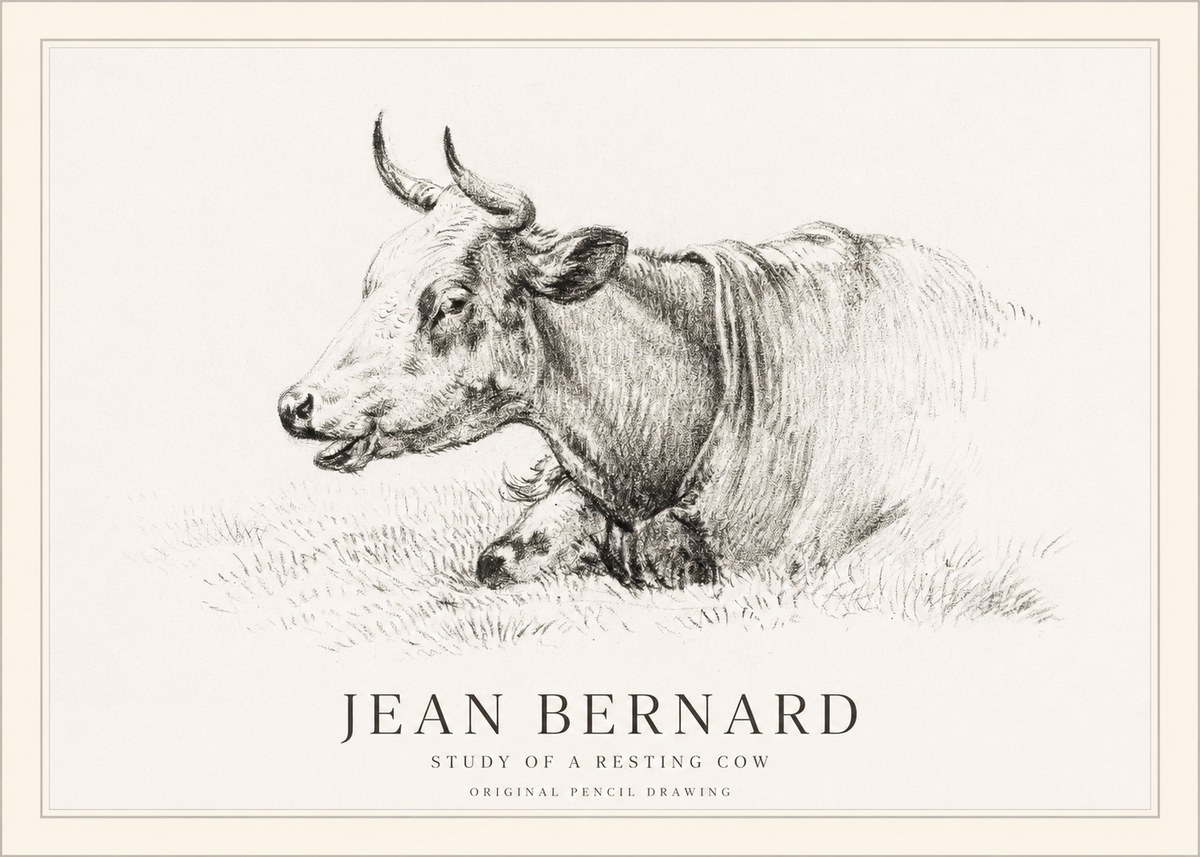 Jean Bernard Study of a Resting Cow IV No1 - Plakat