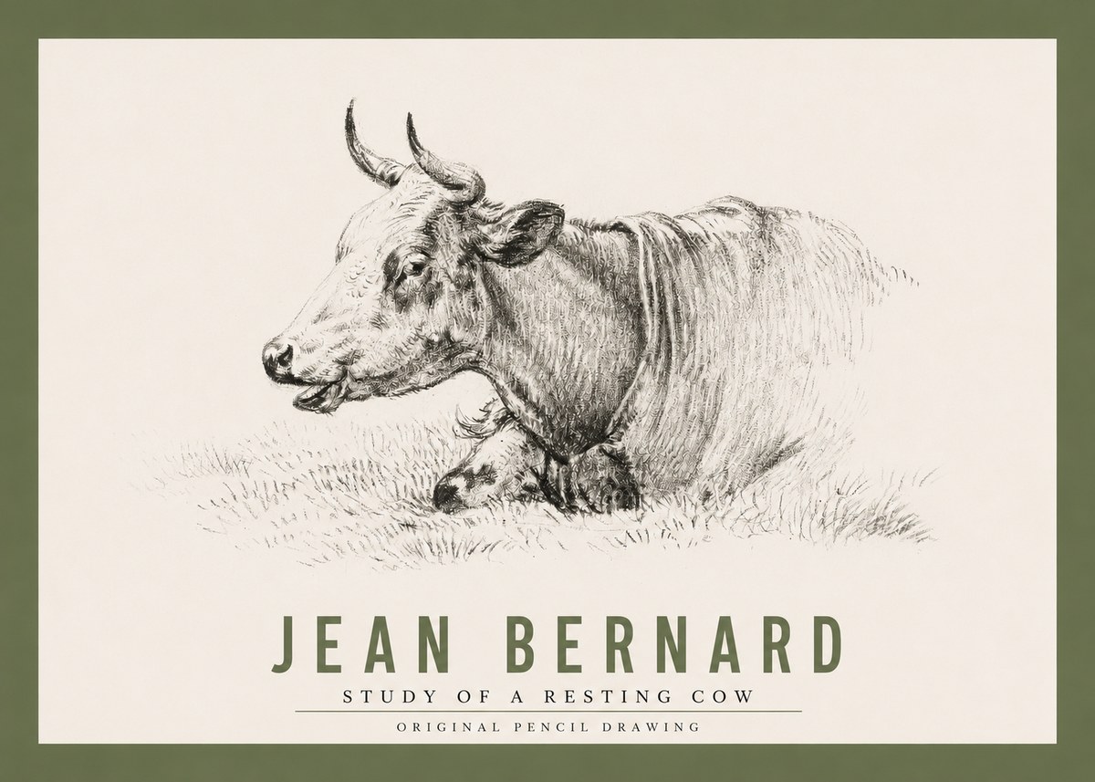 Jean Bernard Study of a Resting Cow IV No2 - Plakat