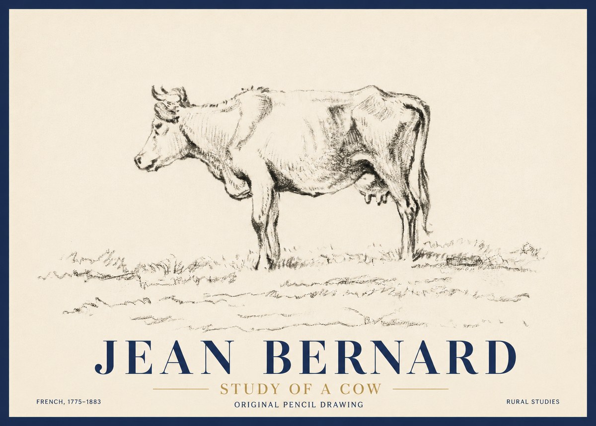 Jean Bernard Study of a Cow III No4 - Plakat