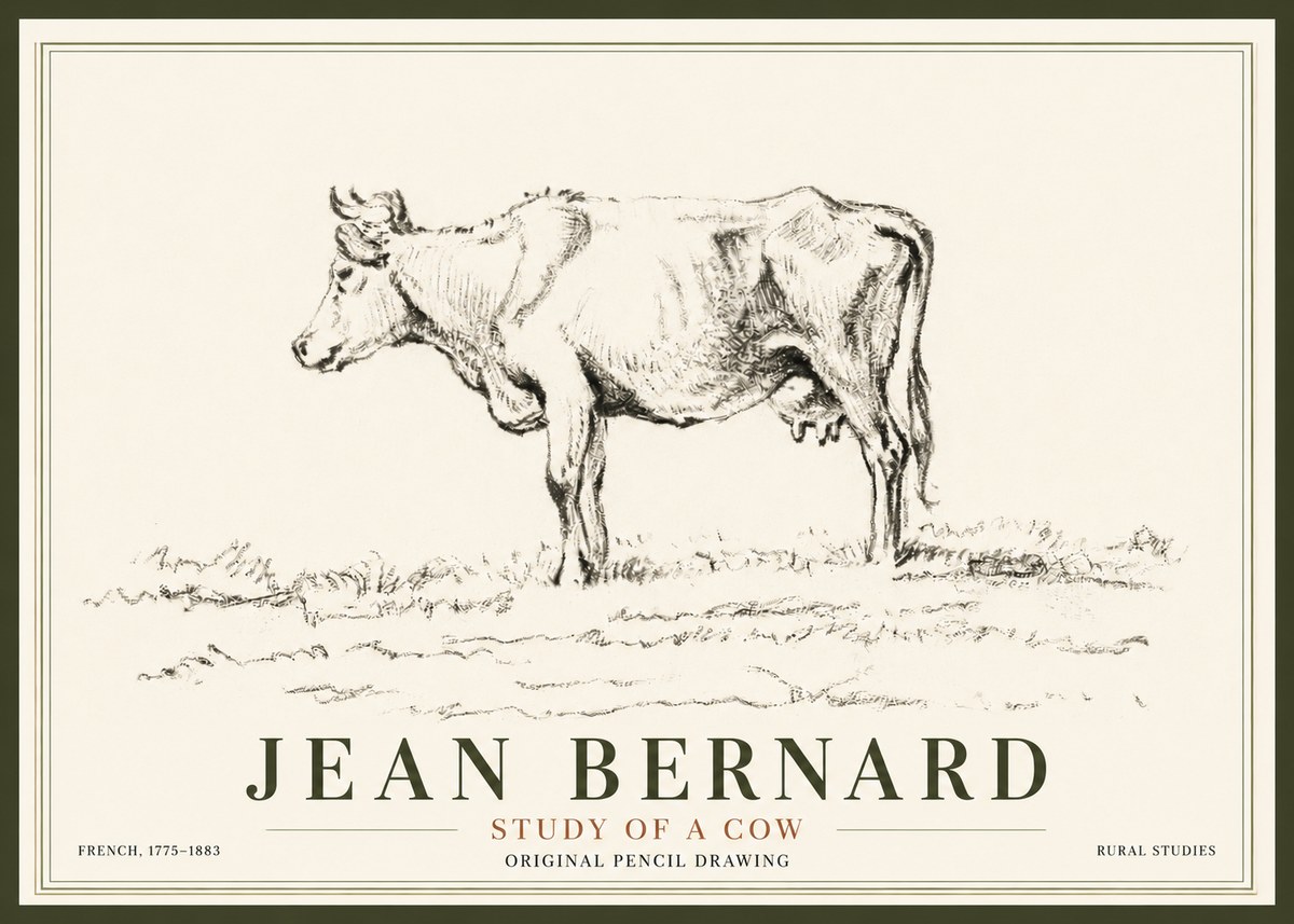 Jean Bernard Study of a Cow III No5 - Plakat