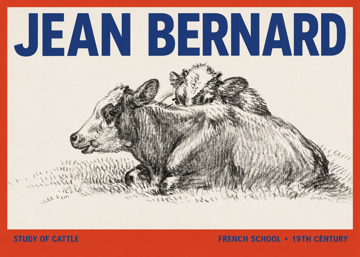 Jean Bernard Study of Cows No3 - Plakat