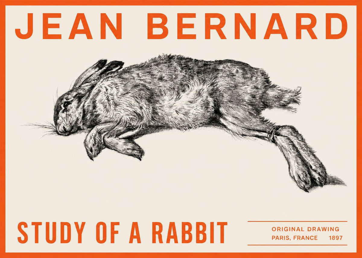 Jean Bernard Study of a Rabbit No2 - Plakat