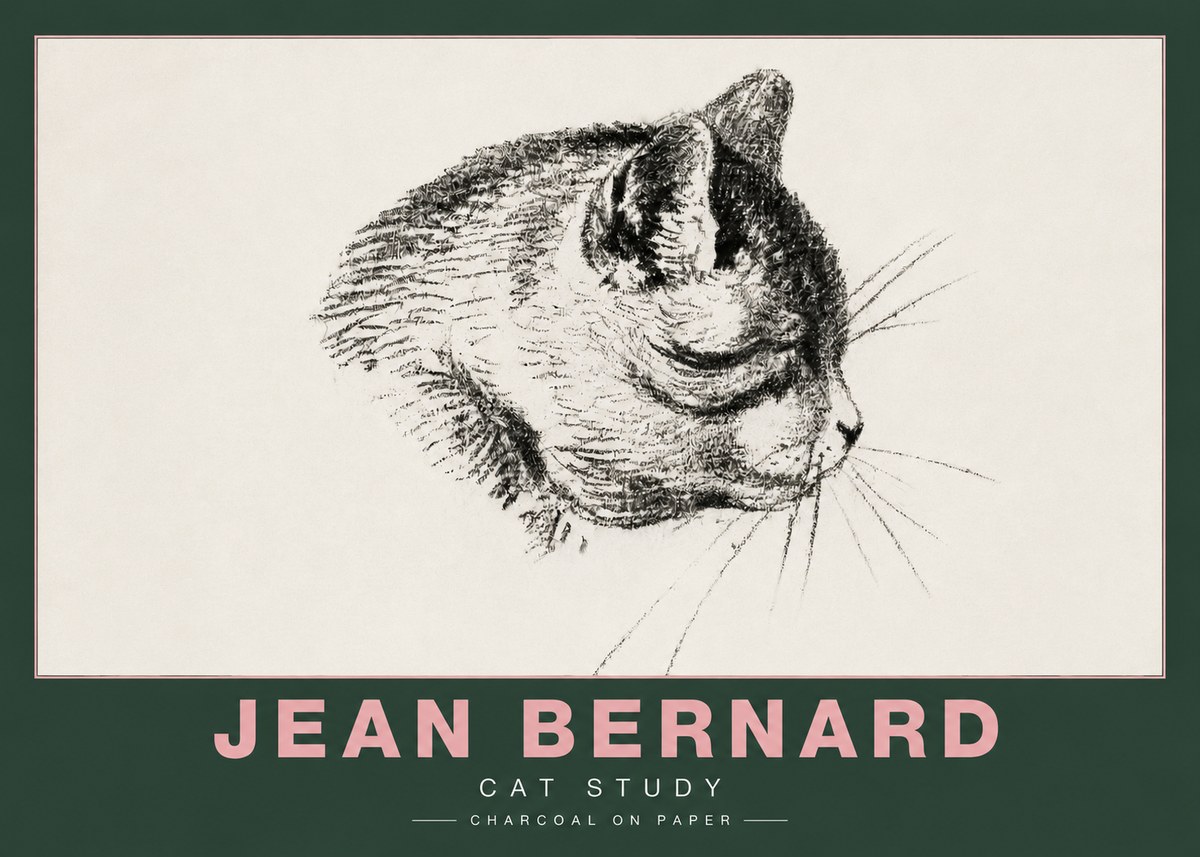 Jean Bernard Cat Study IV No4 - Plakat