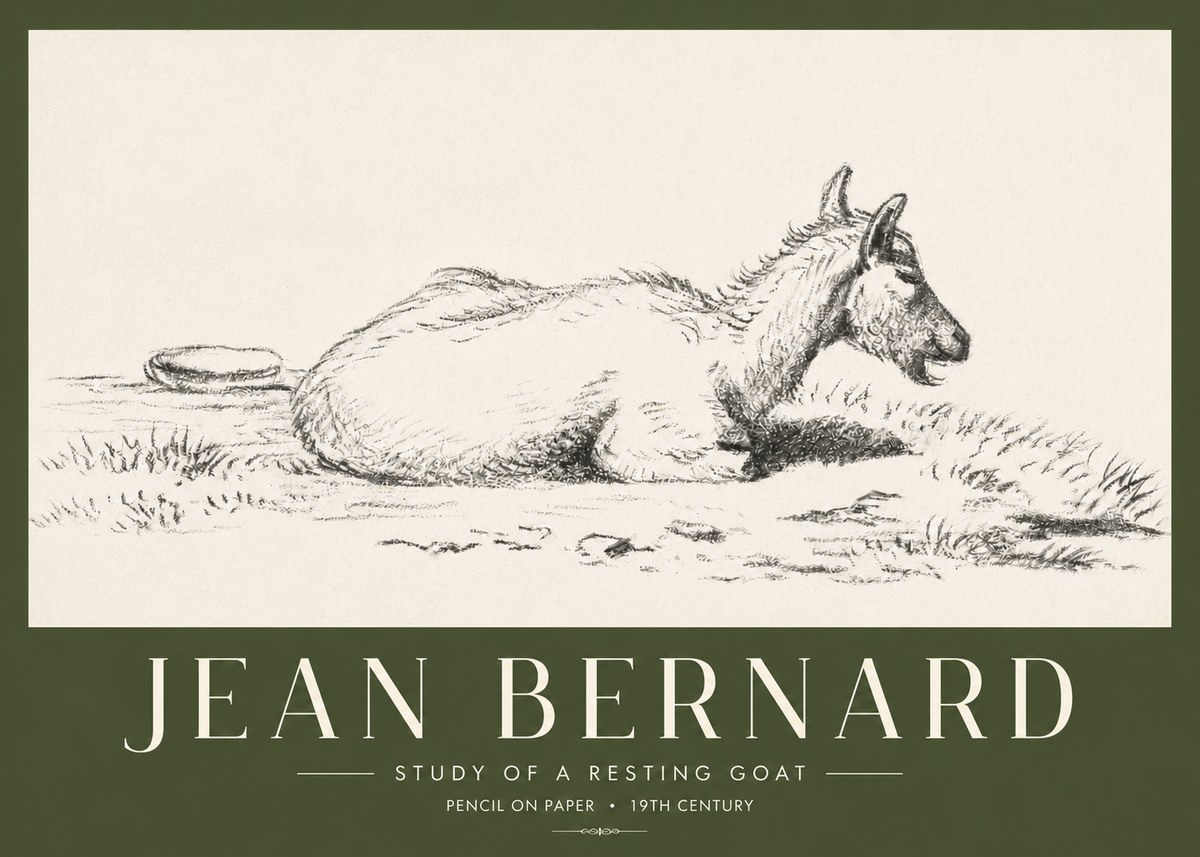 Jean Bernard Study of a Resting Goat No4 - Plakat