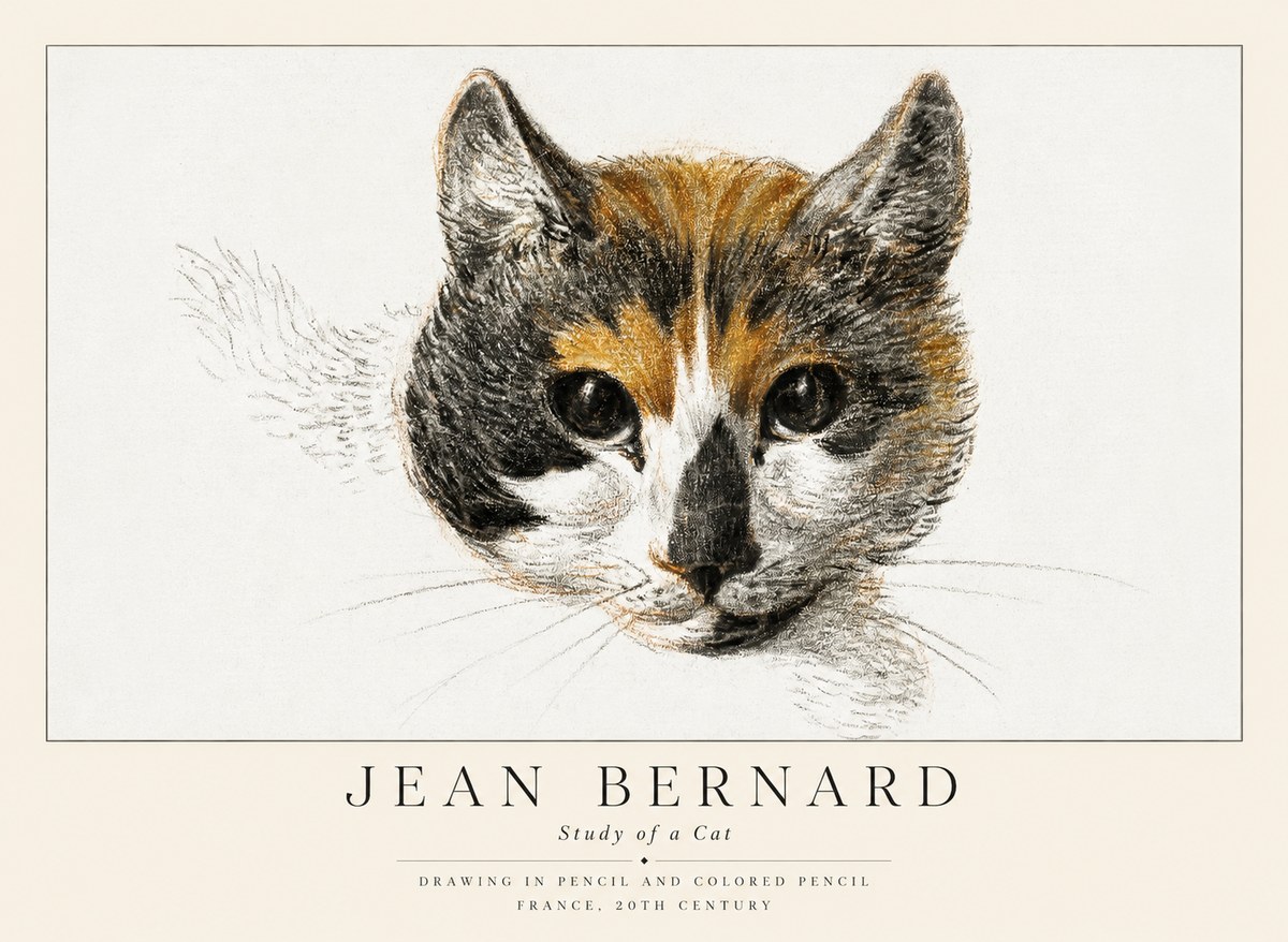 Jean Bernard Study of a Cat II No1 - Plakat